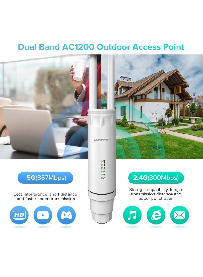 Comfast CF-EW74 Outdoor 96dBm Wireless Wifi Extender Dual-Dand 1200Mbps 2.4G+5Ghz Long Range Wifi Repeater Wifi Router AP - Image 3